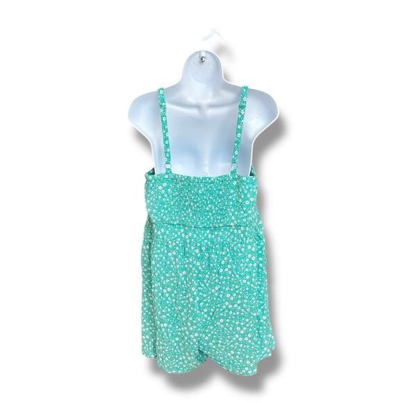 Torrid Women's Green White Floral Challis Smocked Tank One Piece Romper 1X - Picture 2 of 3